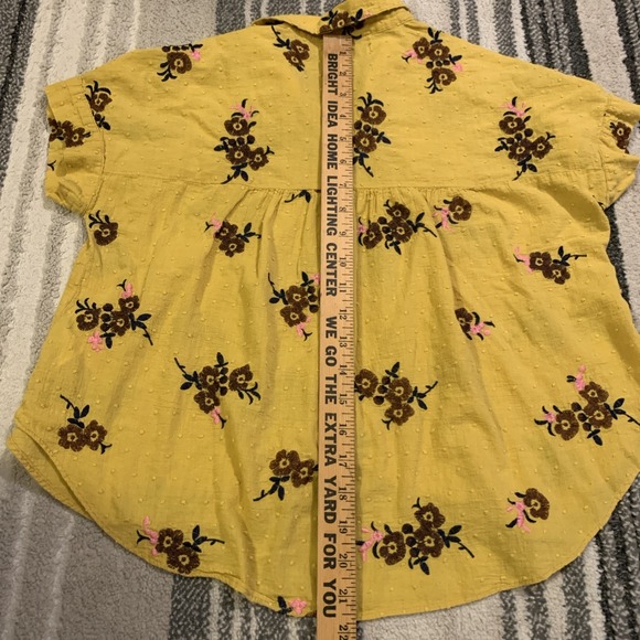 Madewell Blouse Top Embroidered Hilltop Button Down S/S Floral Shirt XXS - Picture 8 of 8